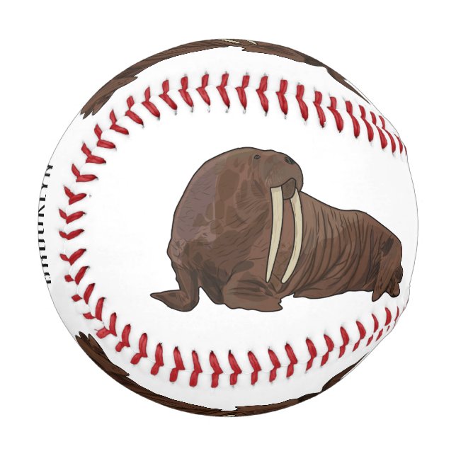 Pelota De Béisbol Ilustracion personalizado de Walrus (Anverso izquierdo)