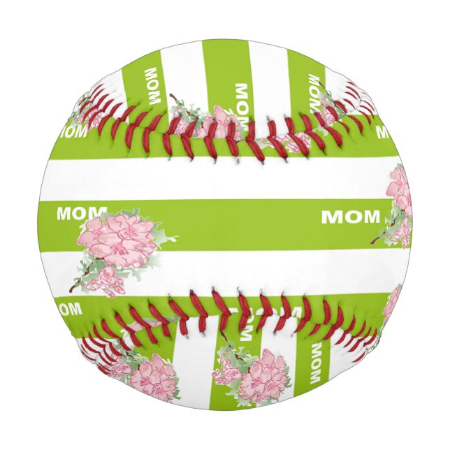 Pelota De Béisbol Impresión de flores de mamá (Anverso)