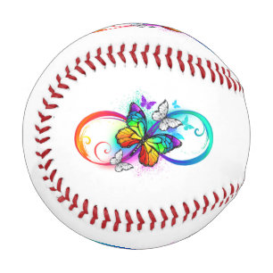 Pelota De Béisbol Infinidad brillante con la mariposa arcoiris