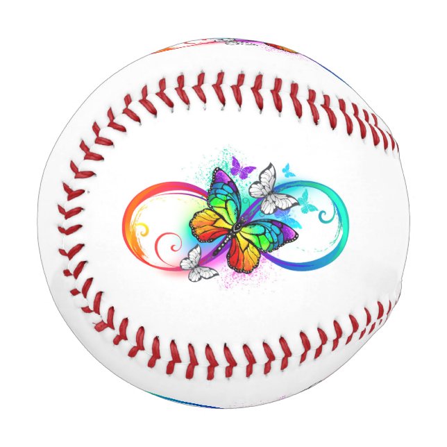Pelota De Béisbol Infinidad brillante con la mariposa arcoiris (Anverso izquierdo)