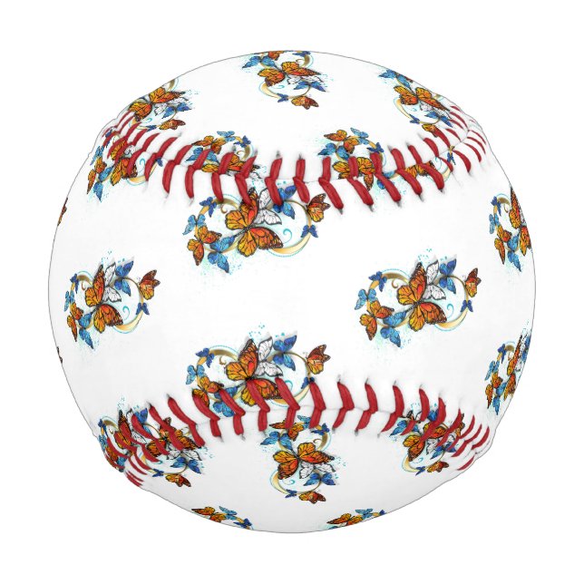 Pelota De Béisbol Infinidad de Mariposas Monarca (Anverso)