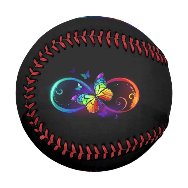 Pelota De Béisbol Infinidad vibrante con mariposa arco iris sobre ne (Anverso izquierdo)