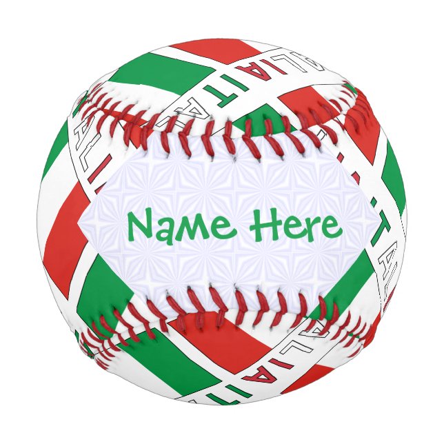 Pelota De Béisbol Italia Bandiera Italiana Tiled Green Personalizado (Anverso)