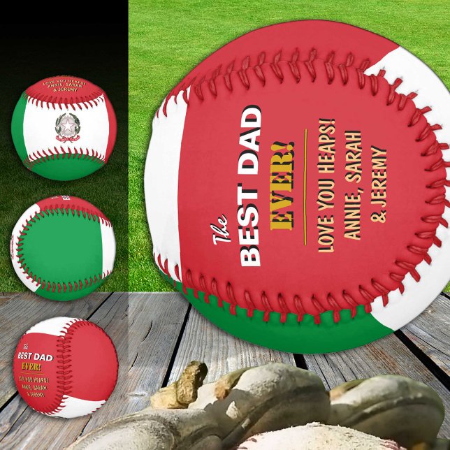 Pelota De Béisbol Italia Mejor Papá, Papás Patriótico, Bandera Itali (Subido por el creador)