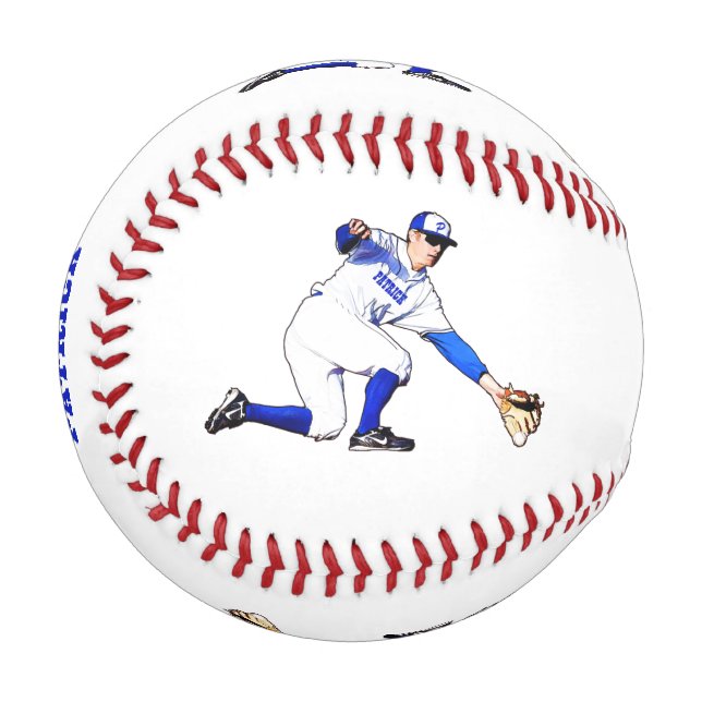 Pelota De Béisbol Jugador De Béisbol Con Su Nombre O Monograma (Anverso izquierdo)