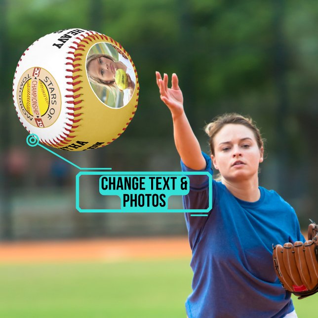 Pelota De Béisbol Jugador de estrellas y equipo fotográfico y logoti (Never lose your softball again while also celebrating your team's successes. )