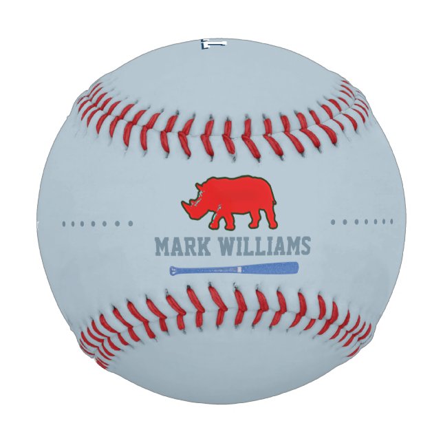 Pelota De Béisbol Jugador de rinoceronte rojo personalizado (Reverso)