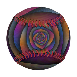 Pelota De Béisbol Laberinto espiral de béisbol en Naranja azul y ros