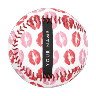 Pelota De Béisbol Labios rojos, labios rosados, besos, tu nombre, pe