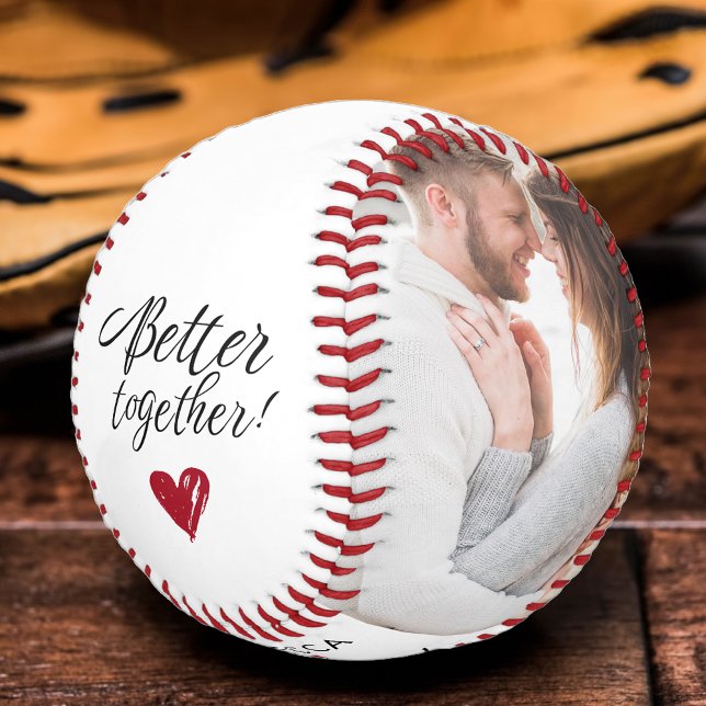 Pelota De Béisbol Las parejas fotografian mejor San Valentín juntos (Couples Photo Script Better Together Valentine Baseball)