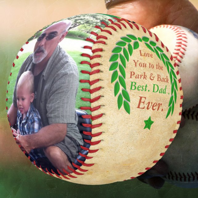 Pelota De Béisbol Laurel Wreath tu foto mejor papá de béisbol (Subido por el creador)