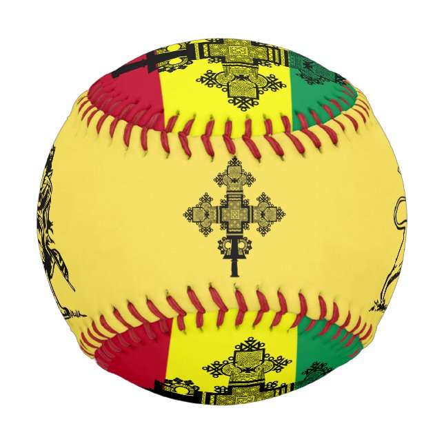 Pelota De Béisbol León etíope de Judá con Cruz Etíope (Anverso)