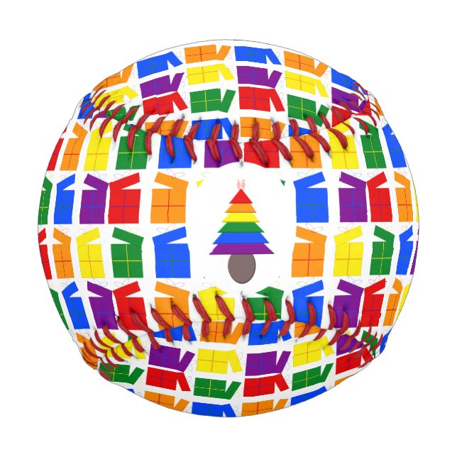Pelota De Béisbol Lesbianas arcoiris Árbol y regalo de Navidad (Anverso)