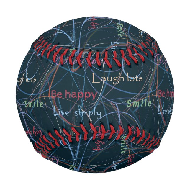 Pelota De Béisbol Letras y abstración de colores y negros (Anverso)