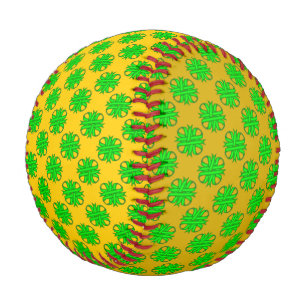 Pelota De Béisbol Lime Green Clover Ribbon por Kenneth Yoncich
