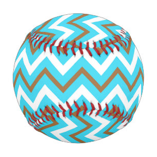 Pelota De Béisbol Líneas Azules Marrones Blancas Zig Zag Onda Marina