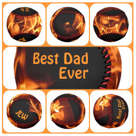 Pelota De Béisbol Llamas calientes con iniciales