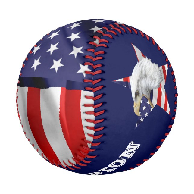 Pelota De Béisbol Llorando águila calva, la bandera estadounidense,  (Angular)