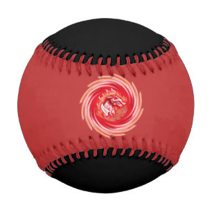 Pelota De Béisbol Lobo salvaje con el béisbol rojo y negro