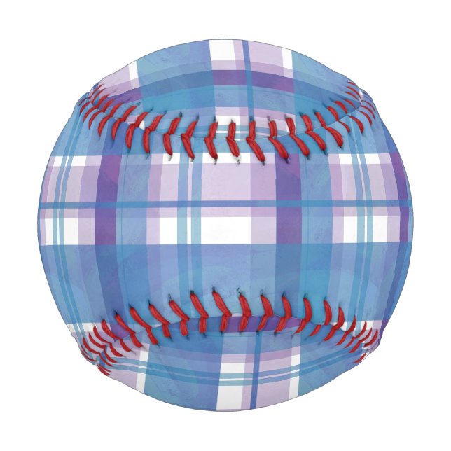 Pelota De Béisbol Madras cubiertas azul y púrpura (Anverso)
