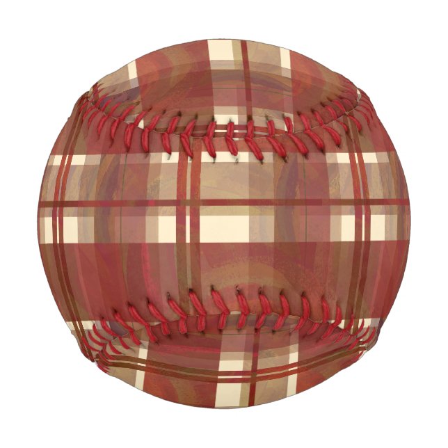 Pelota De Béisbol Madrás Plaid Cae Rojo (Anverso)