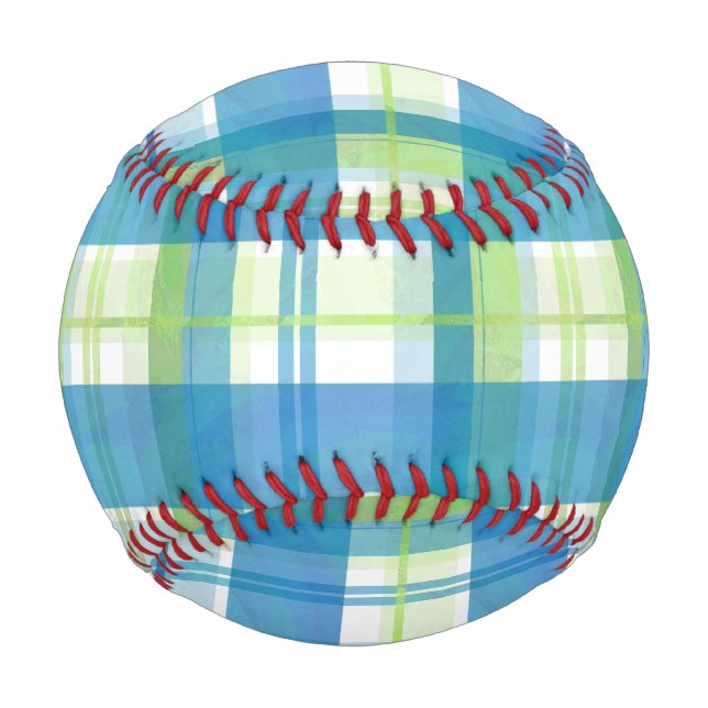 Pelota De Béisbol Madras verdes y azules (Anverso)
