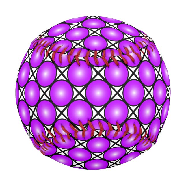 Pelota De Béisbol Magenta Punto Rosa Patrón de Entramado Blanco Negr (Anverso)