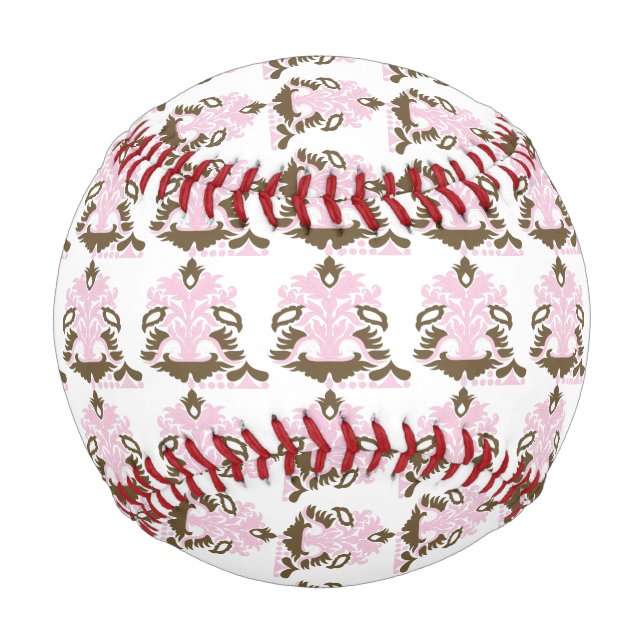 Pelota De Béisbol Magenta-rojo, Naranja amarillento decorativo (Anverso)