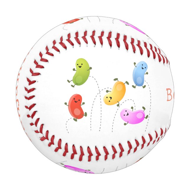 Pelota De Béisbol Malas judías felices saltando ilustracion personal (Anverso izquierdo)