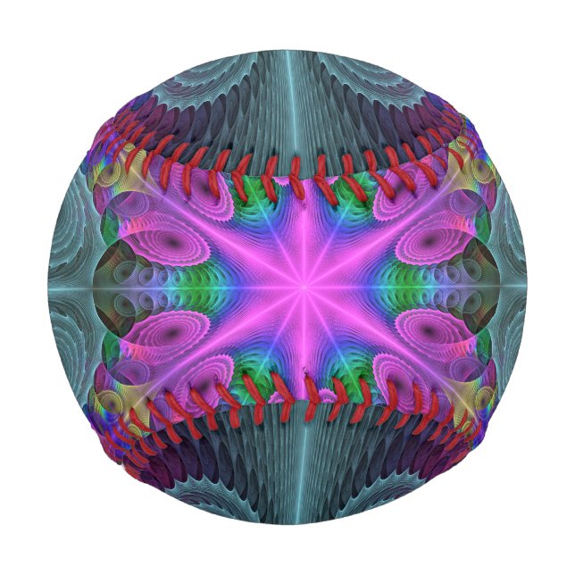 Pelota De Béisbol Mandala Colorido y llamativo arte fractal Kaleidos (Anverso)