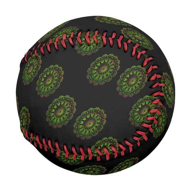 Pelota De Béisbol mandala verde y rosa (Anverso derecho)