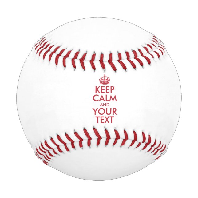 Pelota De Béisbol MANTENER CALMA Y TU TEXTO - rojo (Anverso)