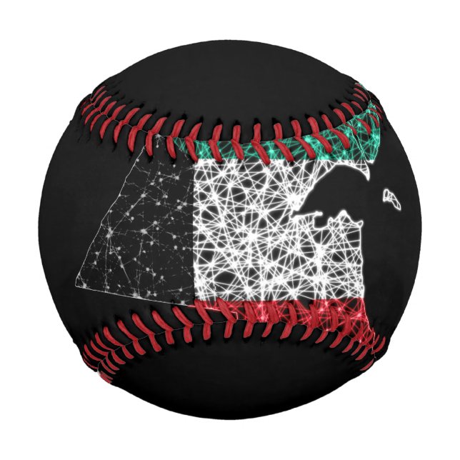 Pelota De Béisbol Map of Kuwait, Polygonal mesh line map (Anverso)