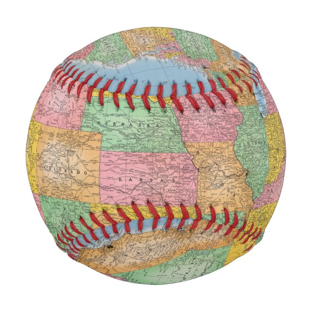 Pelota De Béisbol Mapa 3 de los Estados Unidos (Anverso)