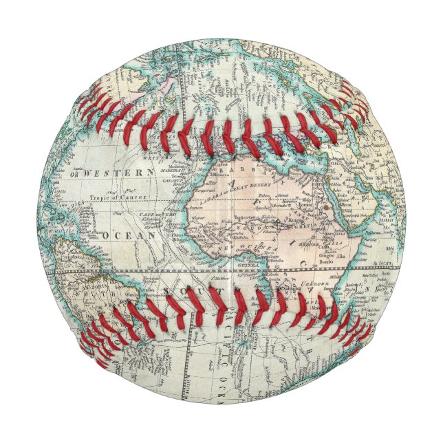 Pelota De Béisbol Mapa de época del mundo (1801) (Reverso)