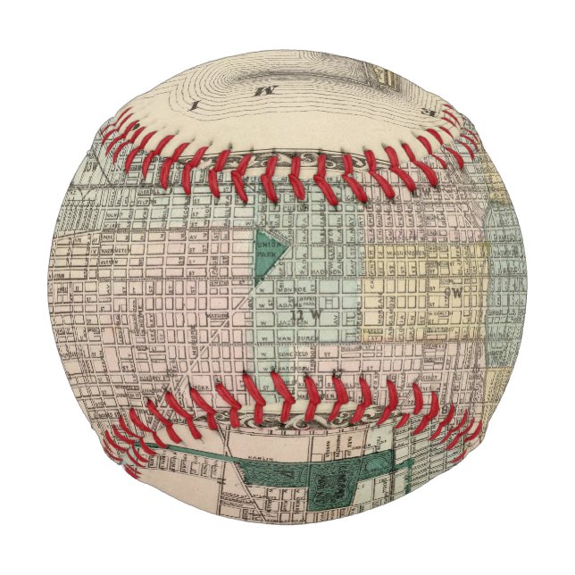 Pelota De Béisbol Mapa de la ciudad de Chicago (Anverso)