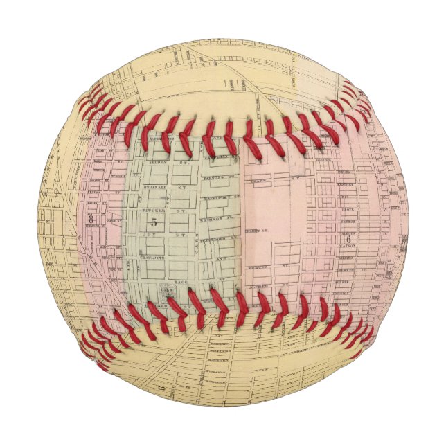 Pelota De Béisbol Mapa de la ciudad de Detroit (Anverso)