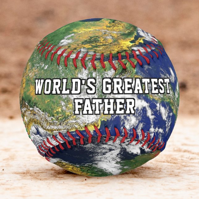 Pelota De Béisbol Mapa de la Tierra del planeta más grande del mundo (earth globe world's greatest father baseball)
