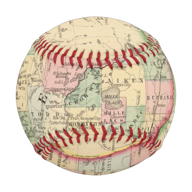 Pelota De Béisbol Mapa de Minnesota por Mitchell (Anverso)