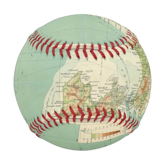 Pelota De Béisbol Mapa del Atlas de Nueva Zelanda (Anverso)