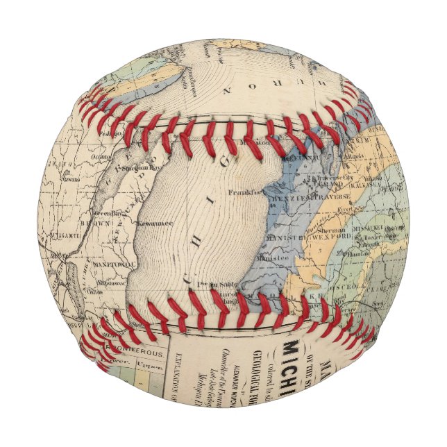 Pelota De Béisbol Mapa del estado de Michigan (Anverso)