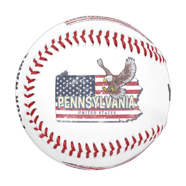Pelota De Béisbol Mapa del estado de Pennsylvania (Anverso izquierdo)