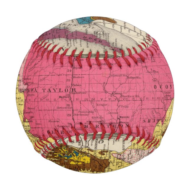 Pelota De Béisbol Mapa geológico de Wisconsin (Anverso)