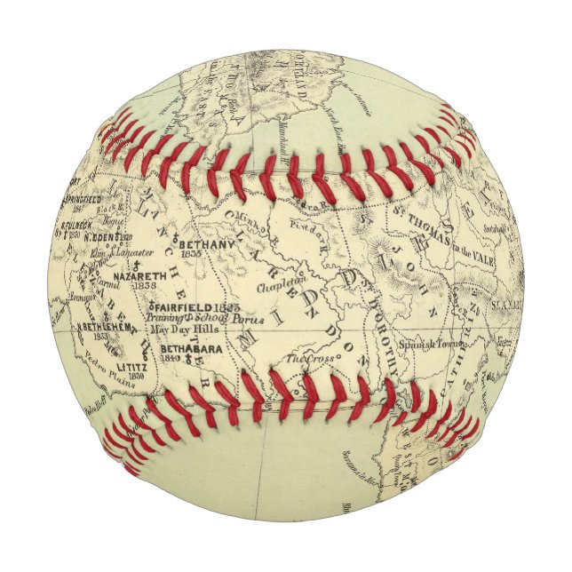 Pelota De Béisbol Mapa litografiado de Jamaica (Anverso)