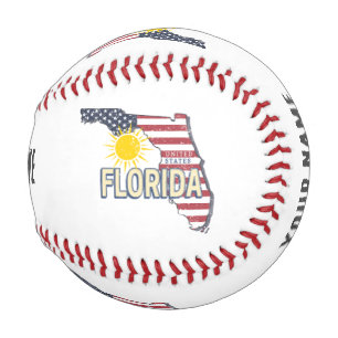 Pelota De Béisbol Mapa Retro Antiguo de Florida Estados Unidos Vinta