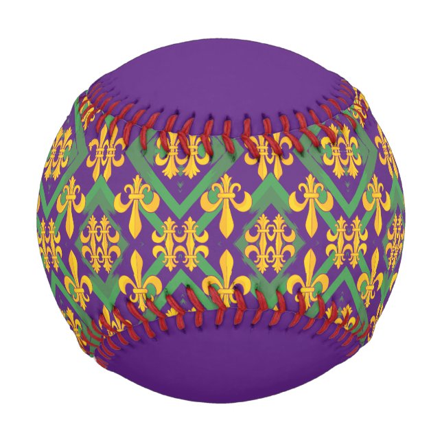 Pelota De Béisbol Mardi gras fleur di Lis (Anverso)