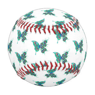 Pelota De Béisbol Mariposa con plumas de pavo real verde