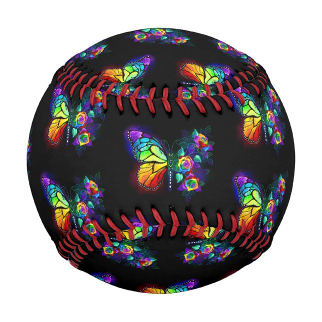 Pelota De Béisbol Mariposa florida arcoiris (Anverso)