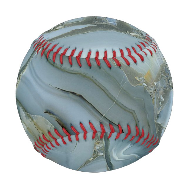 Pelota De Béisbol Mármol gris azul con vena de oro (Anverso)