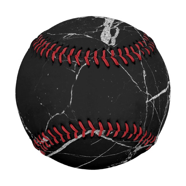 Pelota De Béisbol Mármol venoso negro y plateado (Anverso)